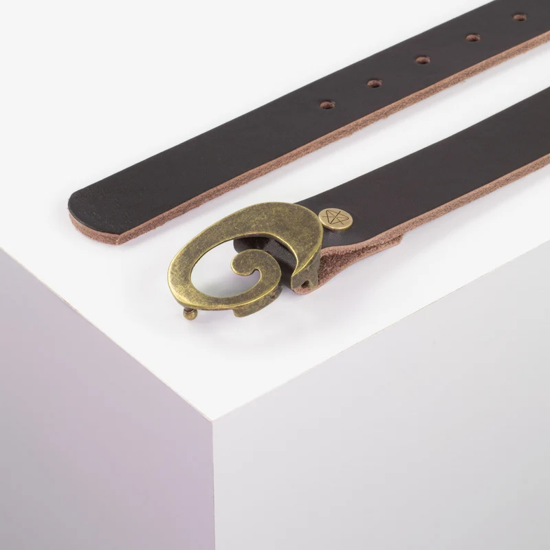 Ledergürtel 3cm mit Schnalle Schnecke messing