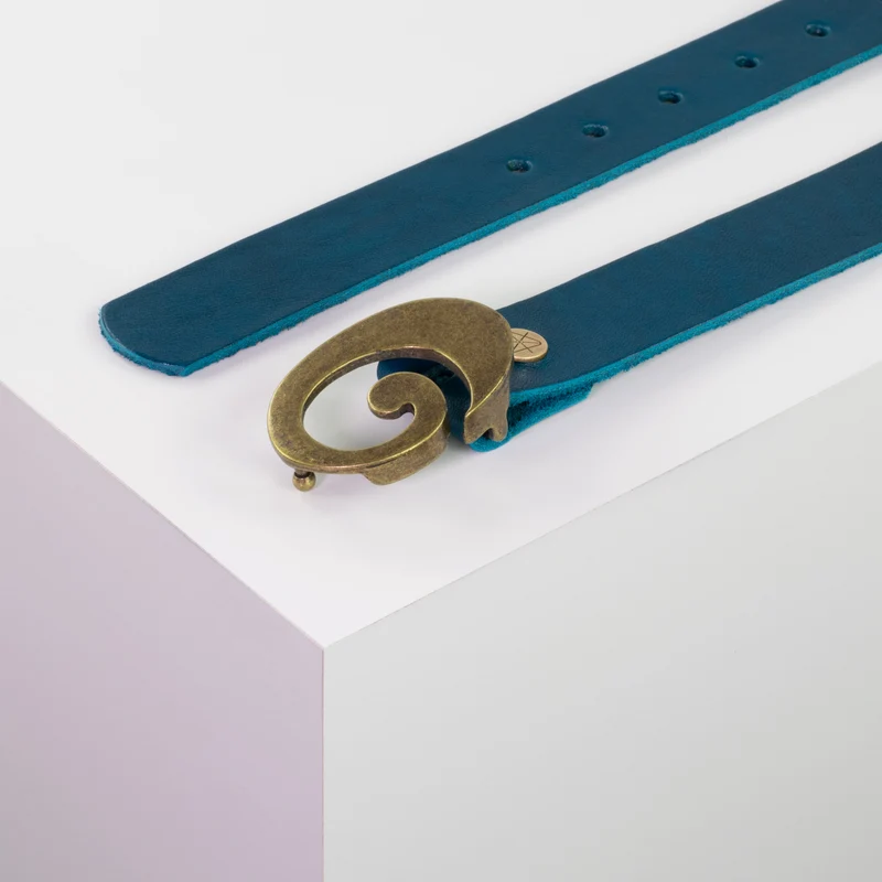 Ledergürtel 3cm mit Schnalle Schnecke messing