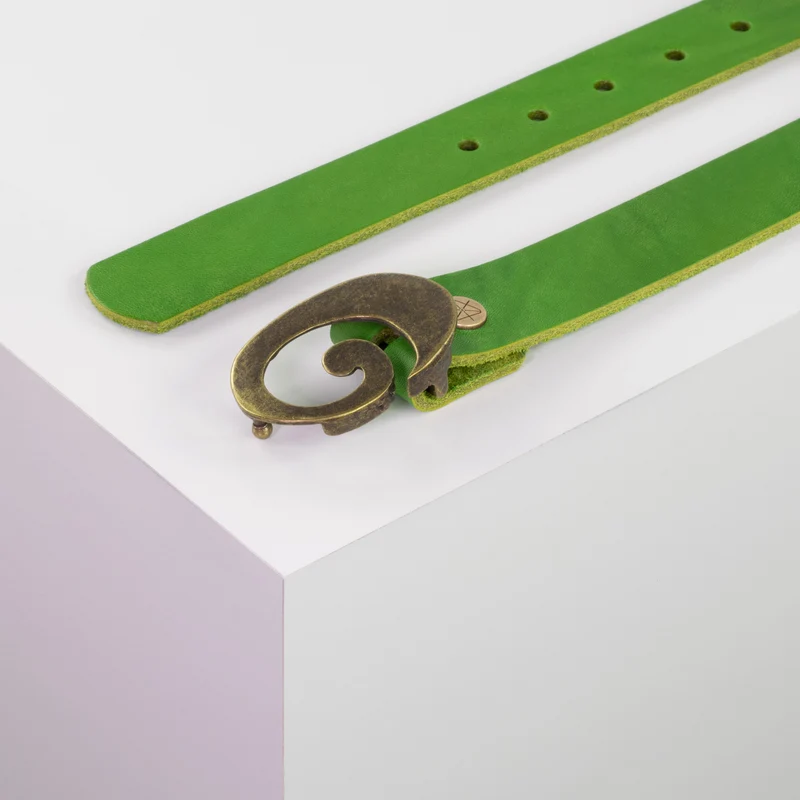 Ledergürtel 3cm mit Schnalle Schnecke messing