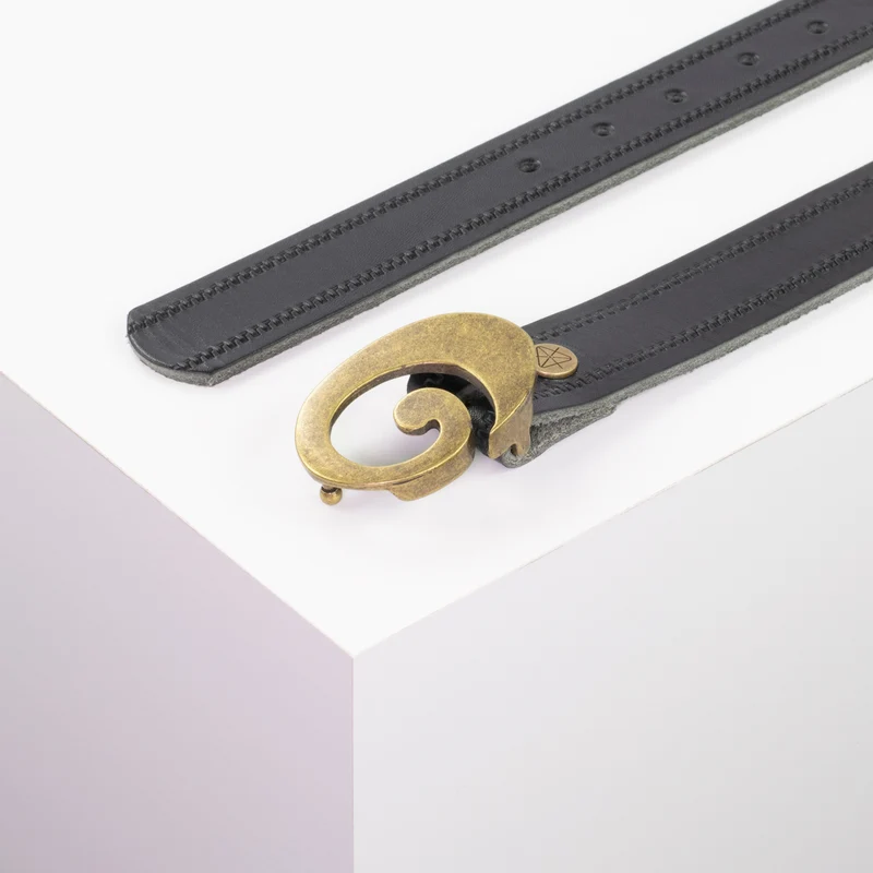 Ledergürtel 3cm mit Schnalle Schnecke messing