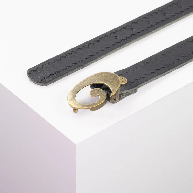 Ledergürtel 3cm mit Schnalle Schnecke messing
