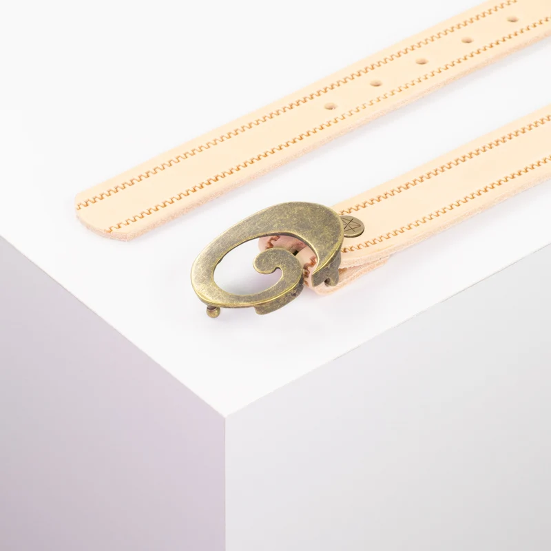 Ledergürtel 3cm mit Schnalle Schnecke messing