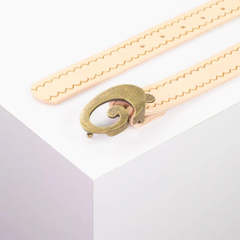 Ledergürtel 3cm mit Schnalle Schnecke messing
