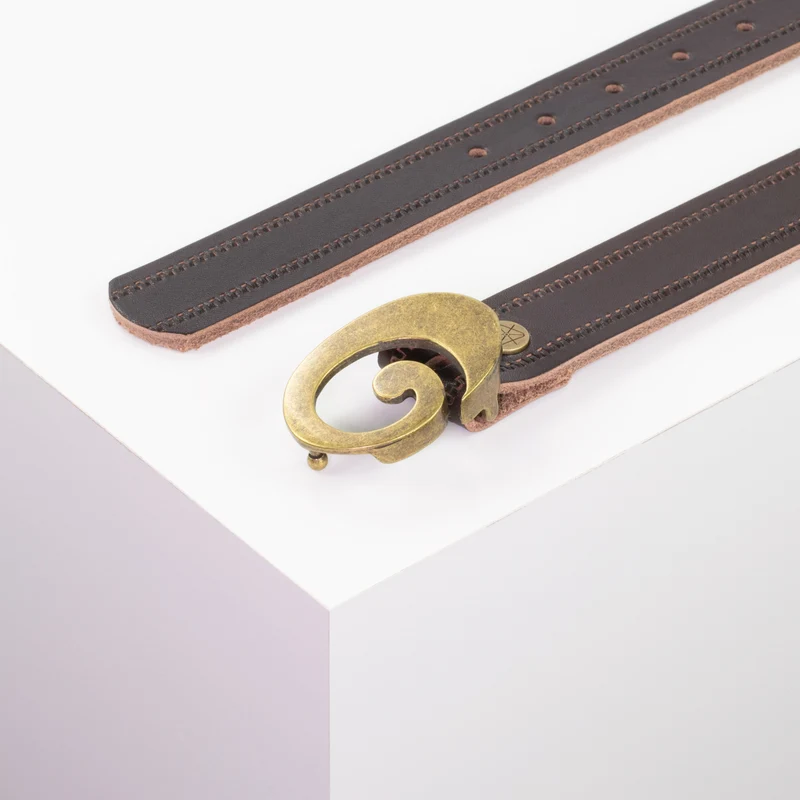 Ledergürtel 3cm mit Schnalle Schnecke messing