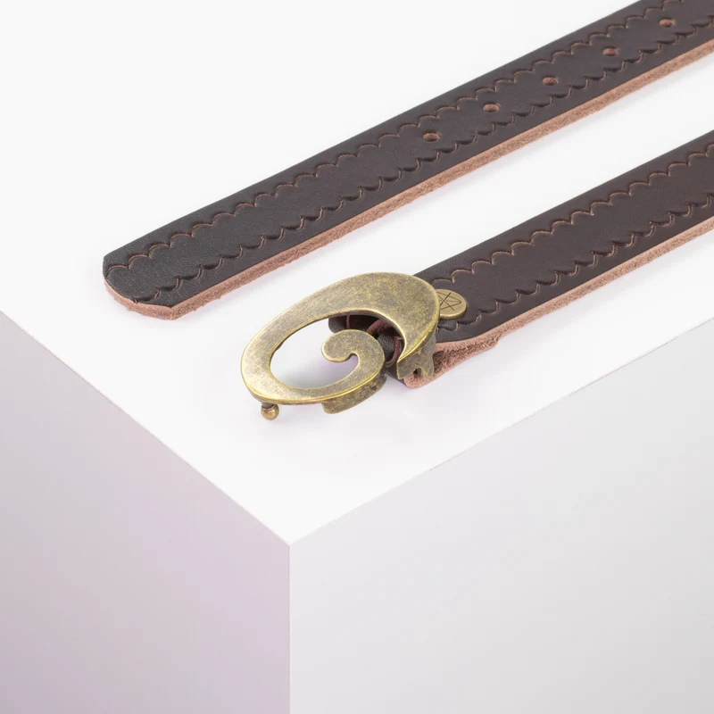 Ledergürtel 3cm mit Schnalle Schnecke messing