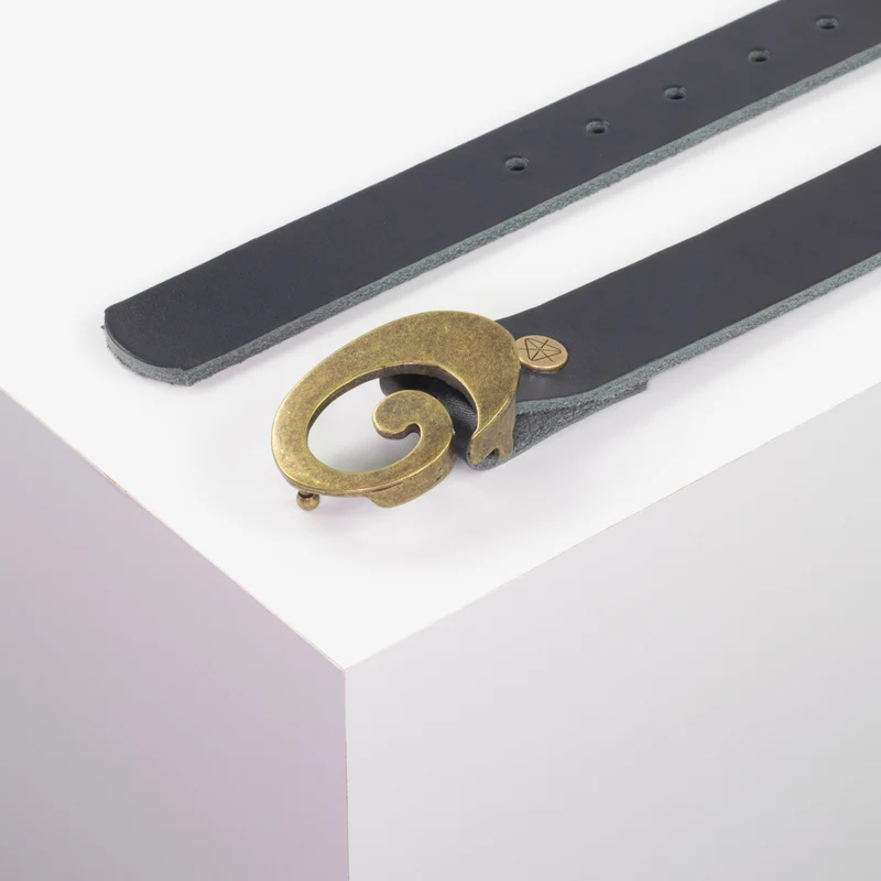 Ledergürtel 3cm mit Schnalle Schnecke messing
