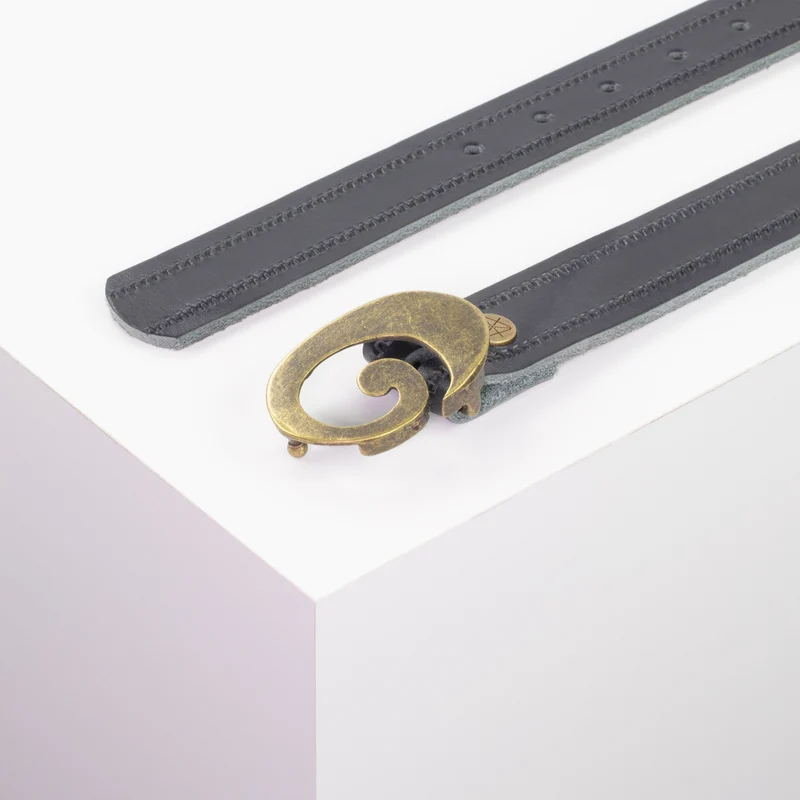 Ledergürtel 3cm mit Schnalle Schnecke messing