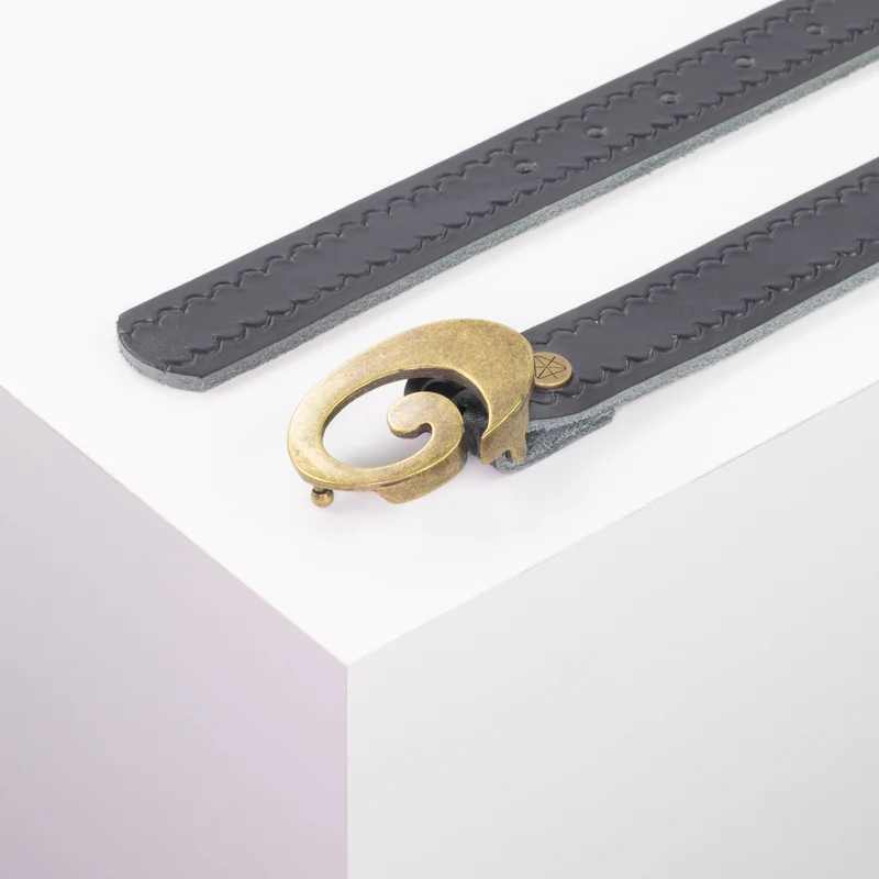 Ledergürtel 3cm mit Schnalle Schnecke messing