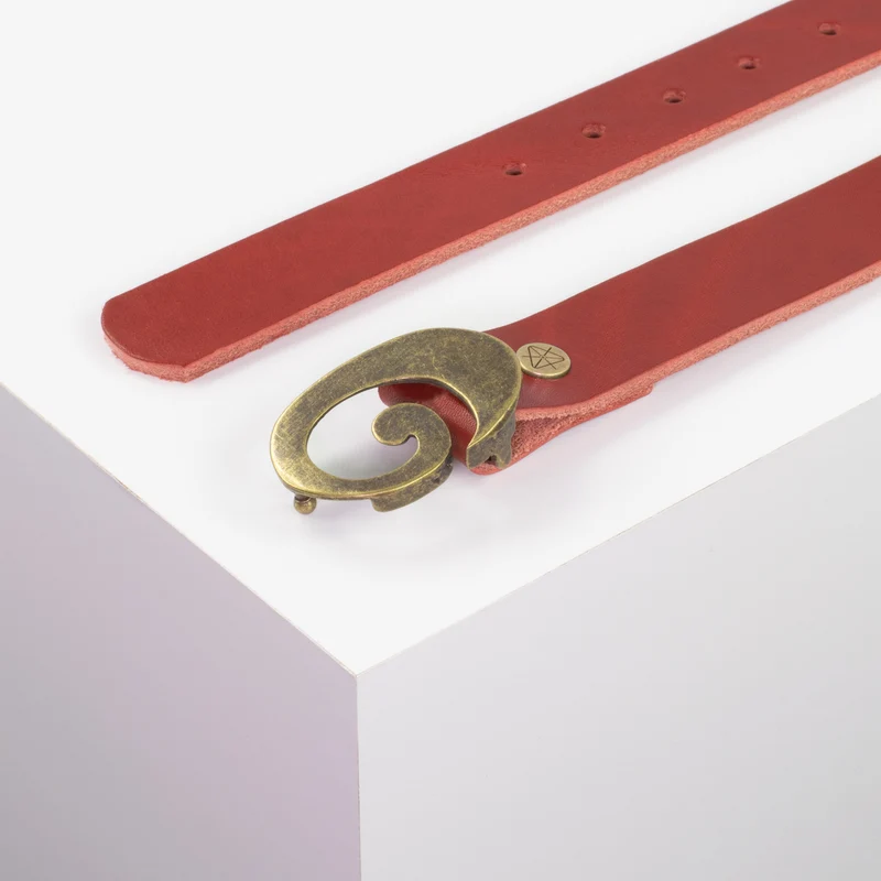Ledergürtel 3cm mit Schnalle Schnecke messing