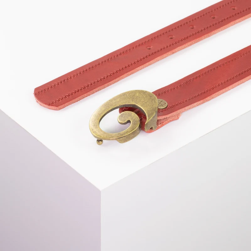 Ledergürtel 3cm mit Schnalle Schnecke messing