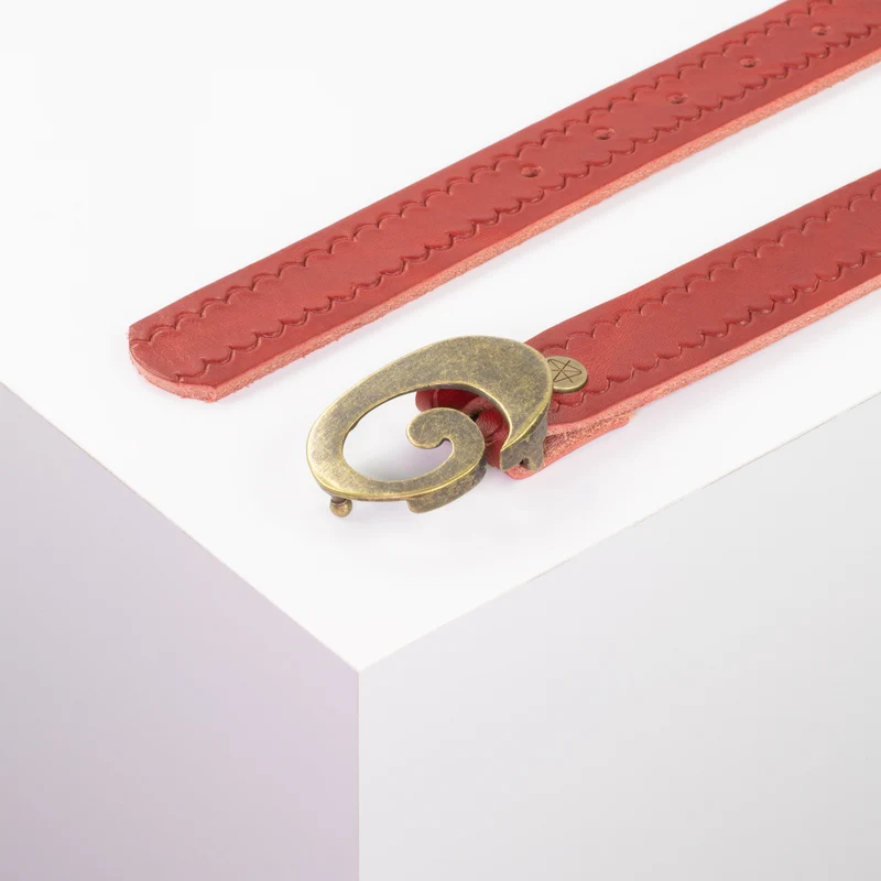 Ledergürtel 3cm mit Schnalle Schnecke messing
