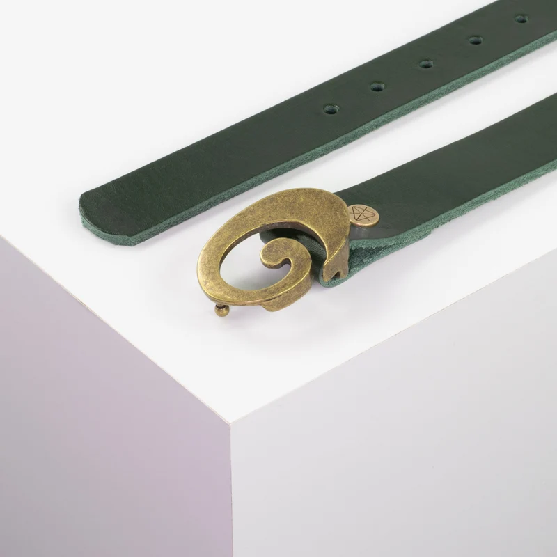 Ledergürtel 3cm mit Schnalle Schnecke messing