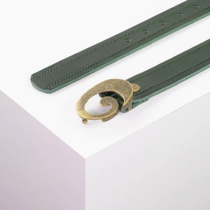 Ledergürtel 3cm mit Schnalle Schnecke messing