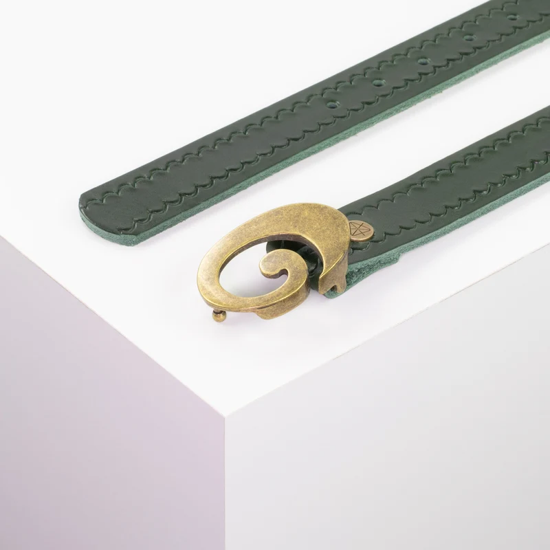 Ledergürtel 3cm mit Schnalle Schnecke messing