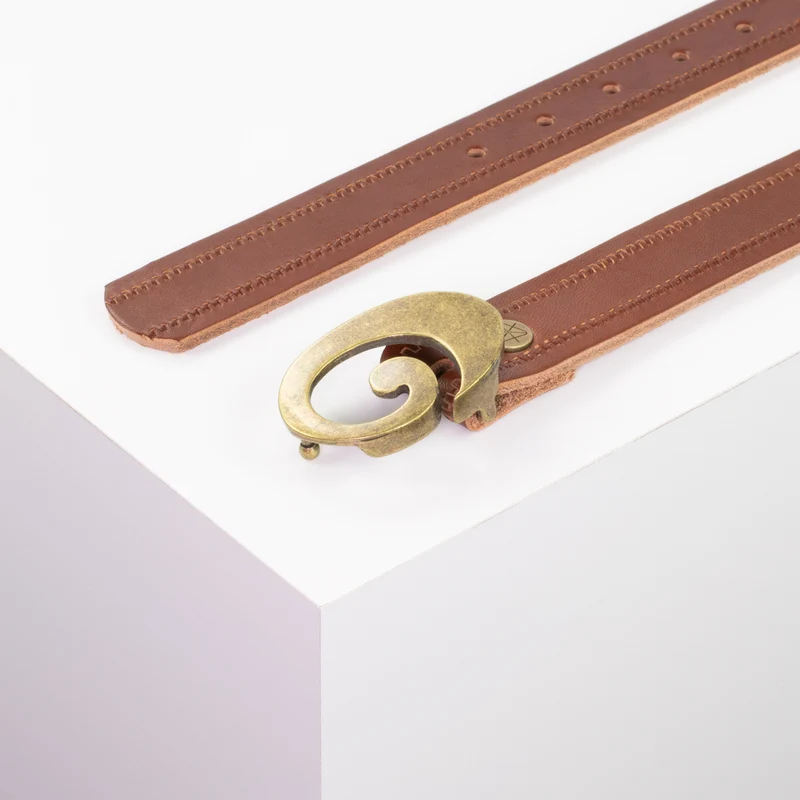 Ledergürtel 3cm mit Schnalle Schnecke messing