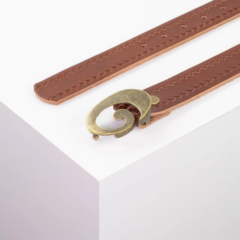 Ledergürtel 3cm mit Schnalle Schnecke messing