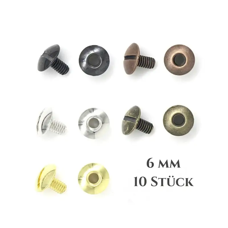 Ivan Leathercraft Buchschrauben – 6 mm, offene Rückseite (10 Stück)