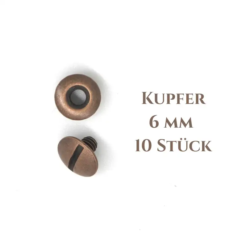 Ivan Leathercraft Buchschrauben – 6 mm, offene Rückseite (10 Stück)