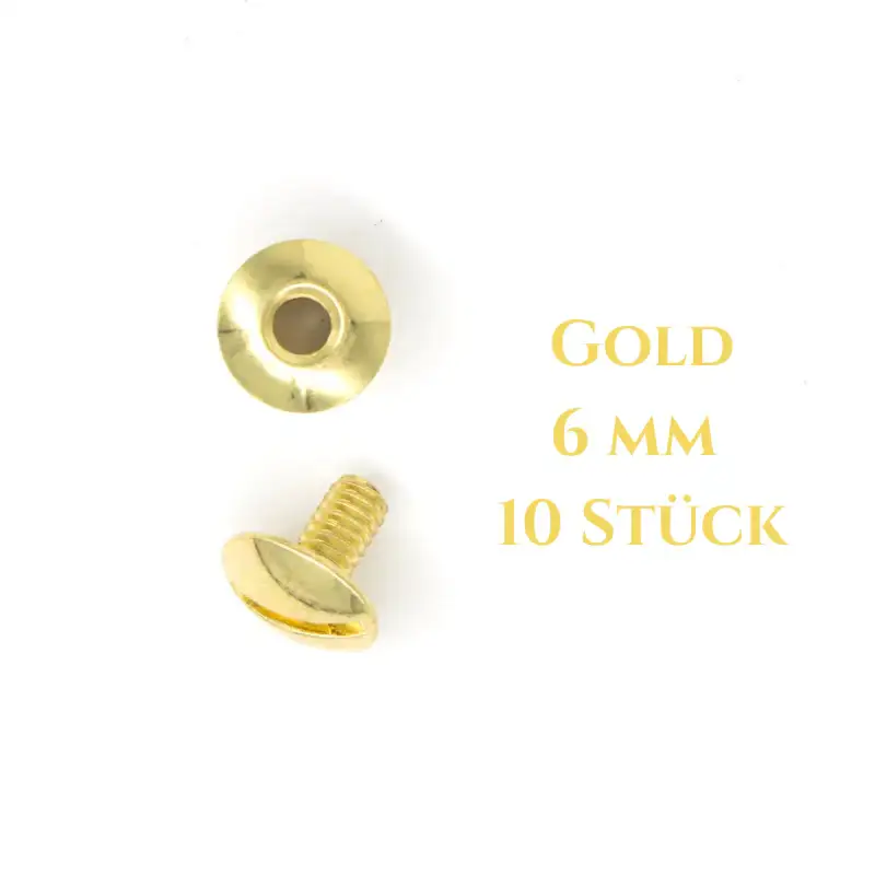 Ivan Leathercraft Buchschrauben – 6 mm, offene Rückseite (10 Stück)