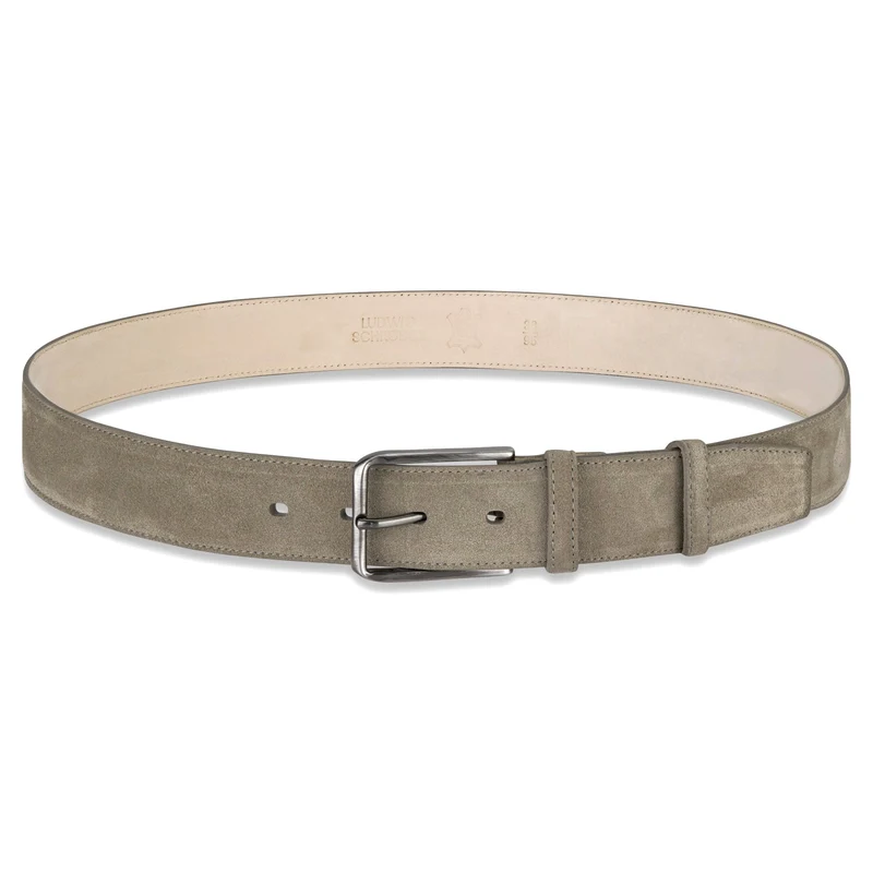 Herren Wildledergürtel „Giovanni“ in Salbeigrau – 3,5 cm, hochwertiges Veloursleder