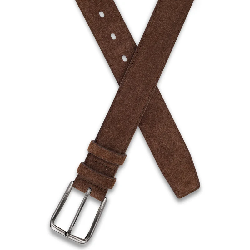 Herren Wildledergürtel „Giovanni“ in Mittelbraun – 3,5 cm, hochwertiges Veloursleder