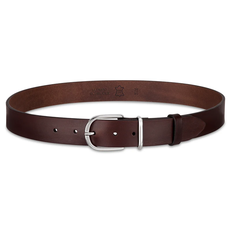 Weicher Jeansgürtel für Damen, Ledergürtel „Antonia" in Braun, 3,5cm breit, Silberschnalle