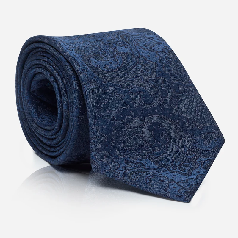 LAPO navy paisley – Herren-Krawatte im Paisley-Dessin