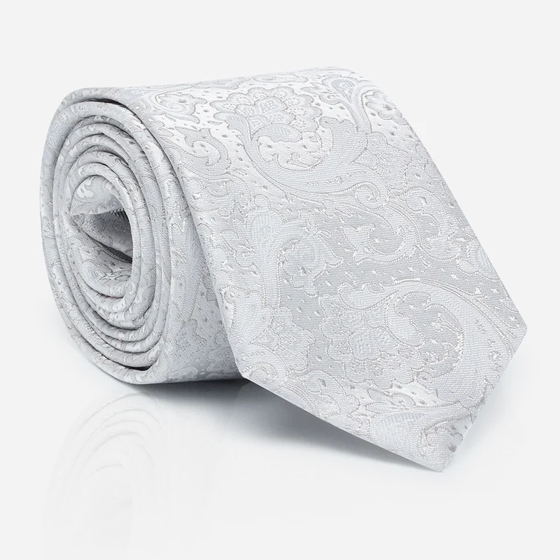 LAPO silver paisley – Herren-Krawatte im Paisley-Dessin