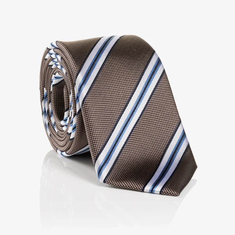 THOMA camel streifen – Seidenkrawatte mit Twill-Struktur