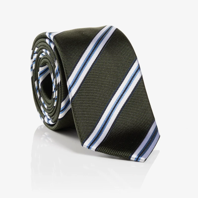 THOMA dark green streifen – Seidenkrawatte mit Twill-Struktur