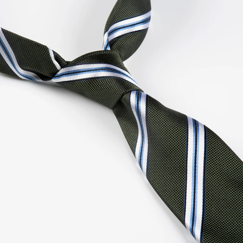 THOMA dark green streifen – Seidenkrawatte mit Twill-Struktur
