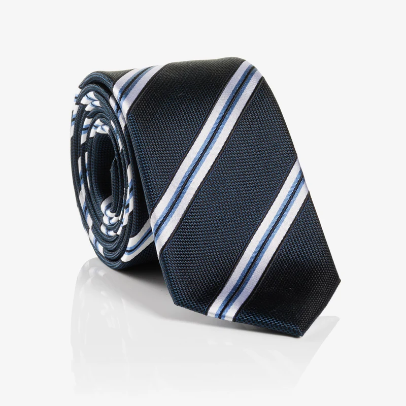 THOMA navy streifen – Seidenkrawatte mit Twill-Struktur