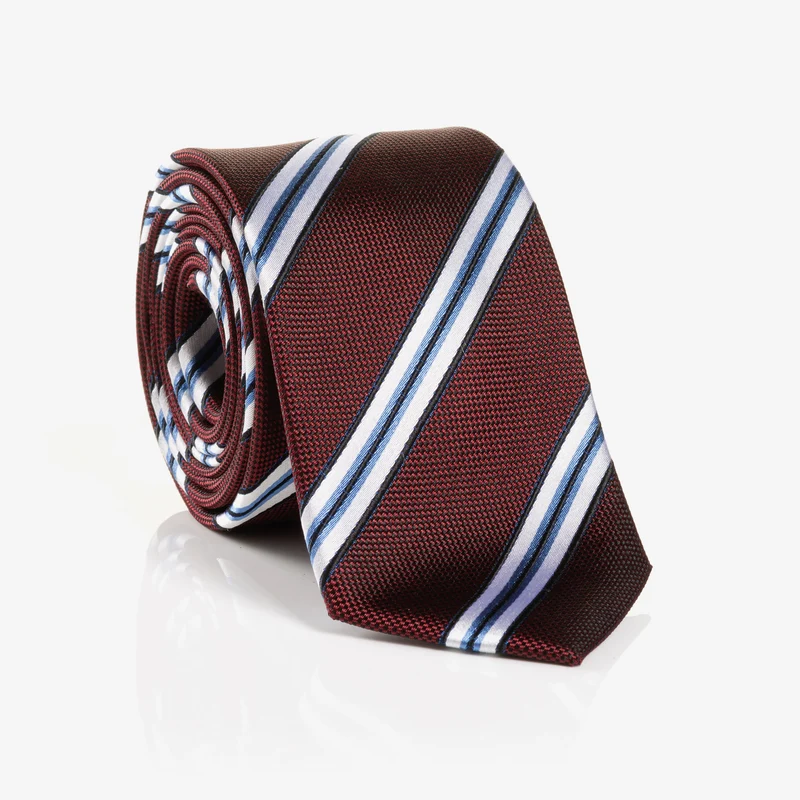 THOMA bordeaux streifen – Seidenkrawatte mit Twill-Struktur