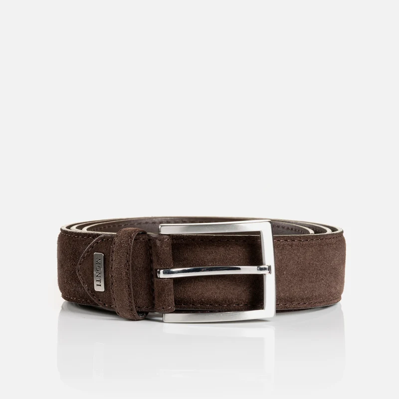 MONTREAL dark brown uni – Veloursledergürtel Herren 3,5 cm