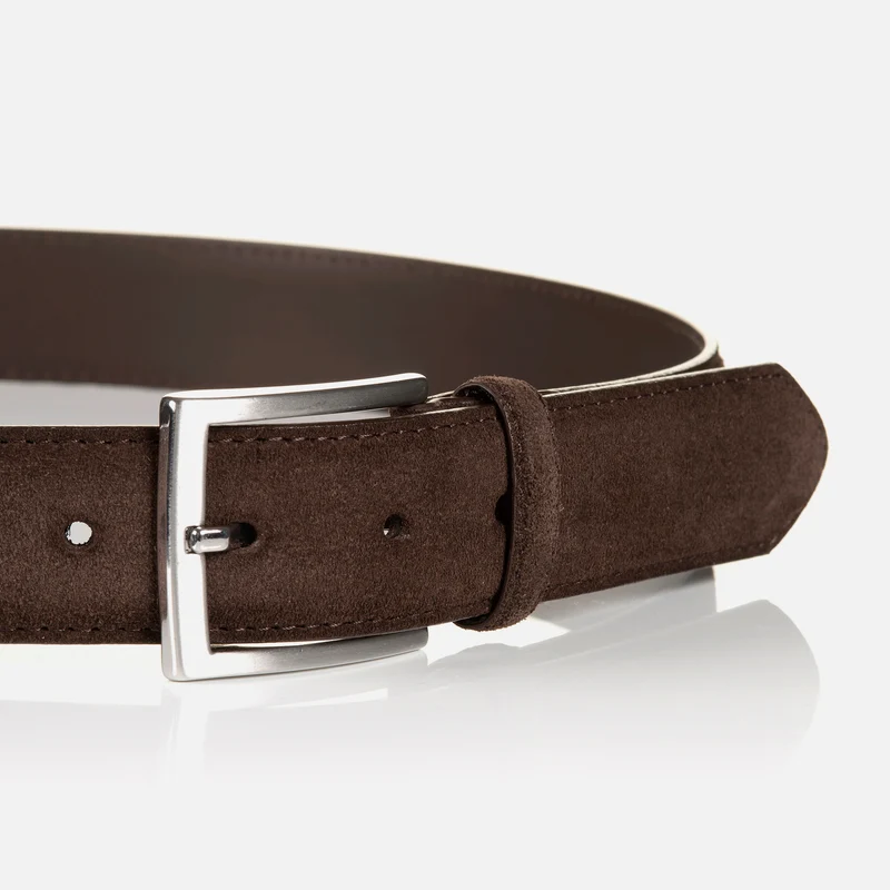 MONTREAL dark brown uni – Veloursledergürtel Herren 3,5 cm