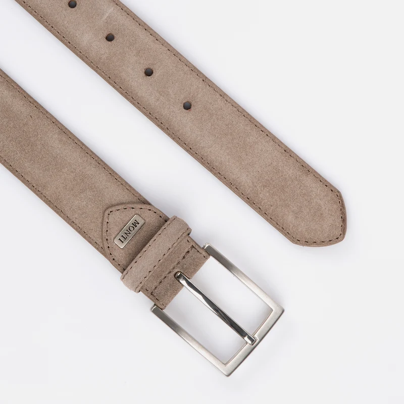 MONTREAL taupe uni – Veloursledergürtel Herren 3,5 cm
