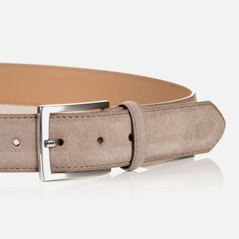 MONTREAL taupe uni – Veloursledergürtel Herren 3,5 cm