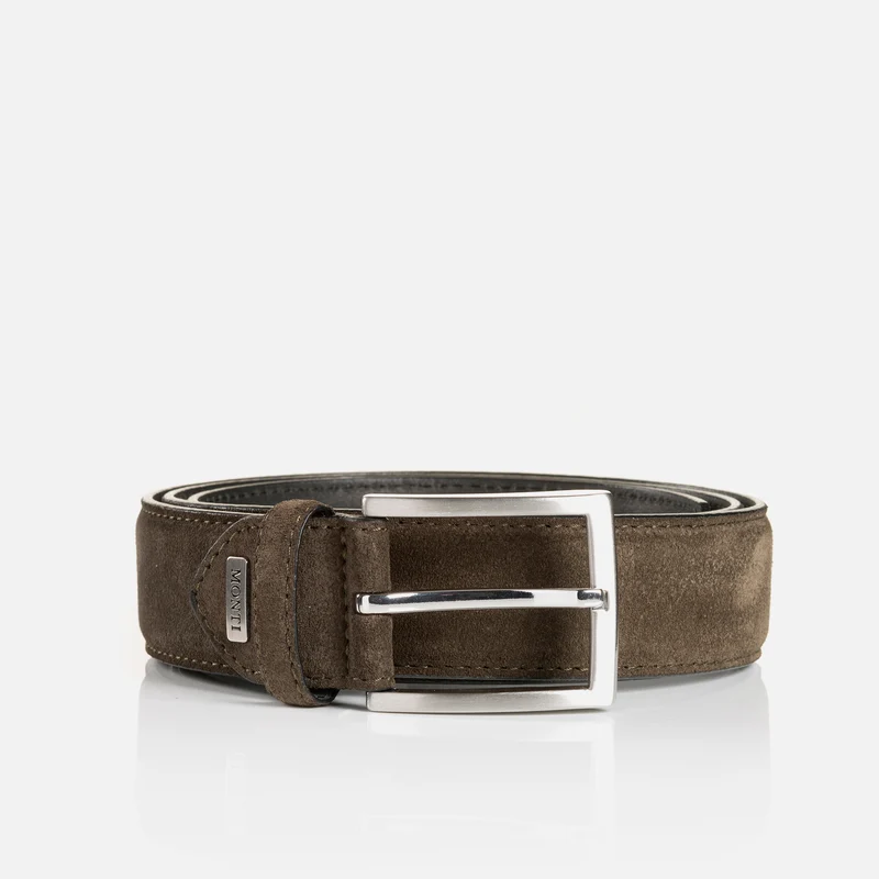 MONTREAL oliv uni – Veloursledergürtel Herren 3,5 cm