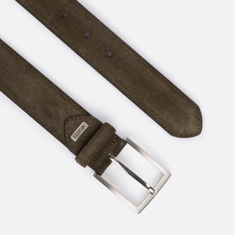 MONTREAL oliv uni – Veloursledergürtel Herren 3,5 cm