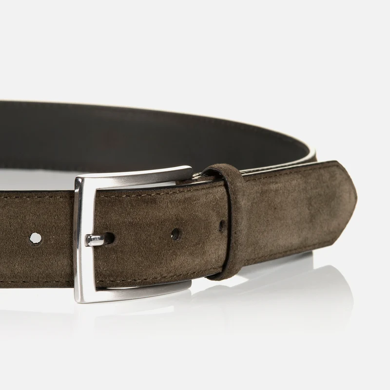 MONTREAL oliv uni – Veloursledergürtel Herren 3,5 cm