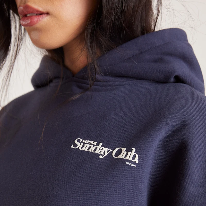 Kastenförmiges Hoodie - Tintenblau