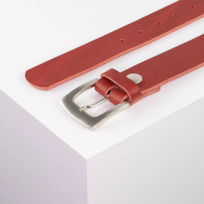 Ledergürtel 3,5cm mit Schnalle Madrid silber glänzend