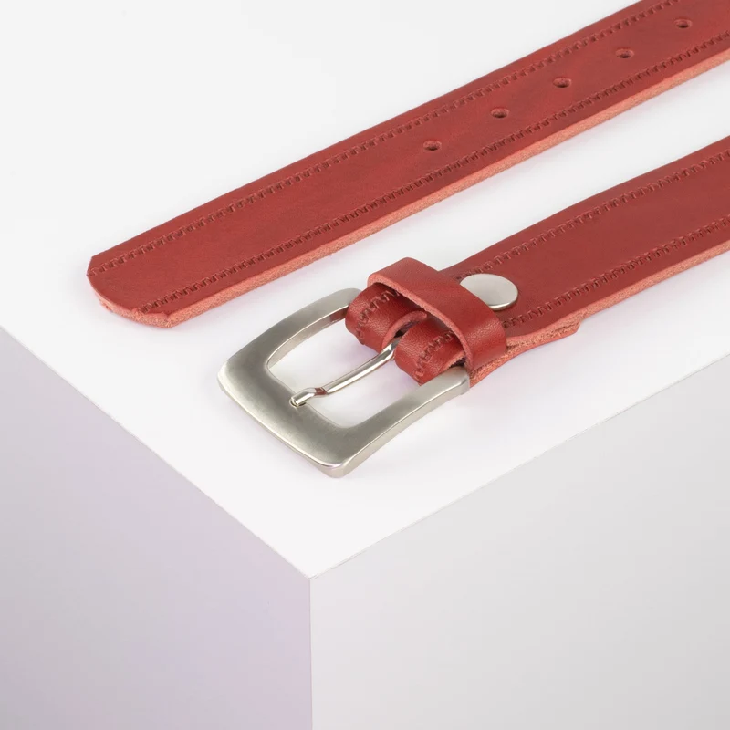 Ledergürtel 3,5cm mit Schnalle Madrid silber glänzend