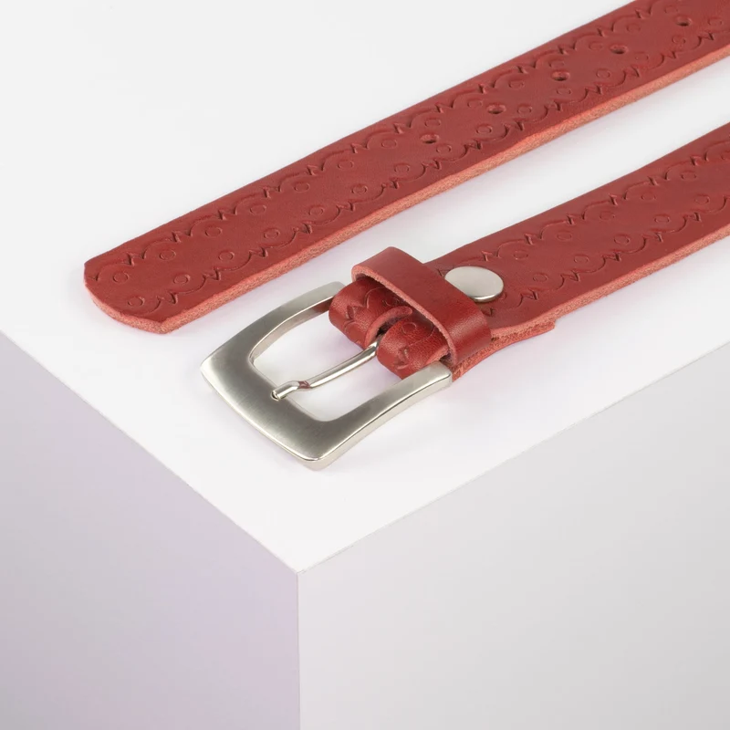 Ledergürtel 3,5cm mit Schnalle Madrid silber glänzend