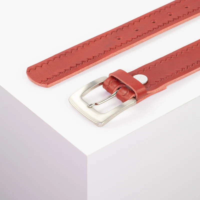 Ledergürtel 3,5cm mit Schnalle Madrid silber glänzend