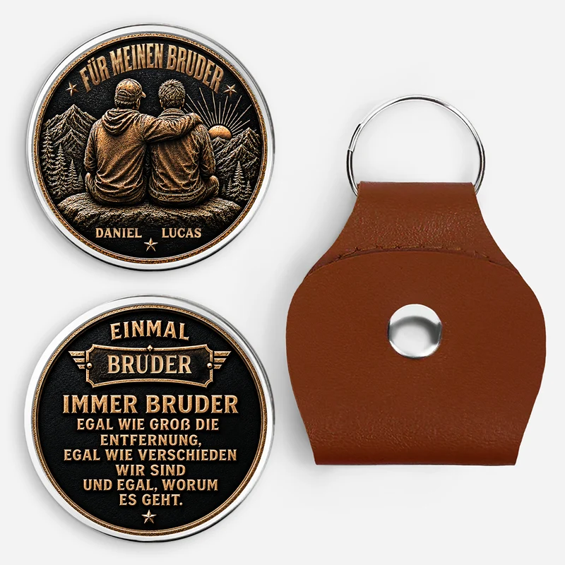 [3D-Optik] Einmal Bruder Immer Bruder - Personalisiertes Geschenk | Pocket Hug Schlüsselanhänger Freunde
