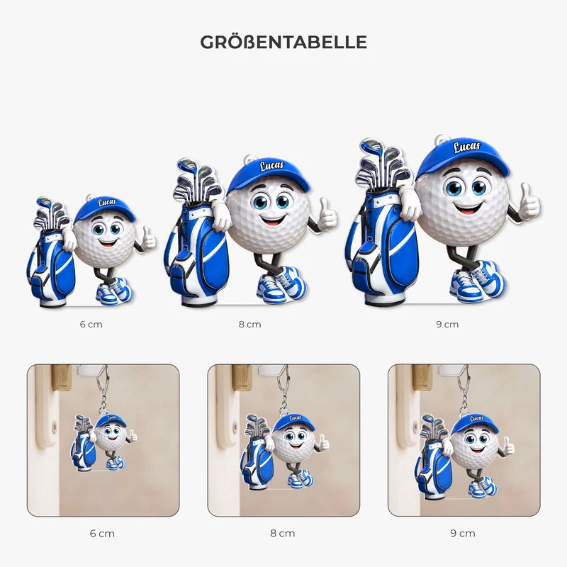 [3D-Optik] Golf - Personalisiertes Geschenk | Acryl Schlüsselanhänger Männer Frauen