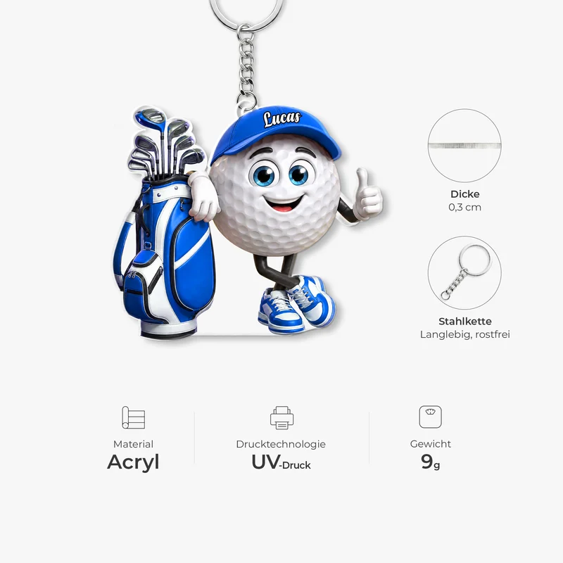 [3D-Optik] Golf - Personalisiertes Geschenk | Acryl Schlüsselanhänger Männer Frauen