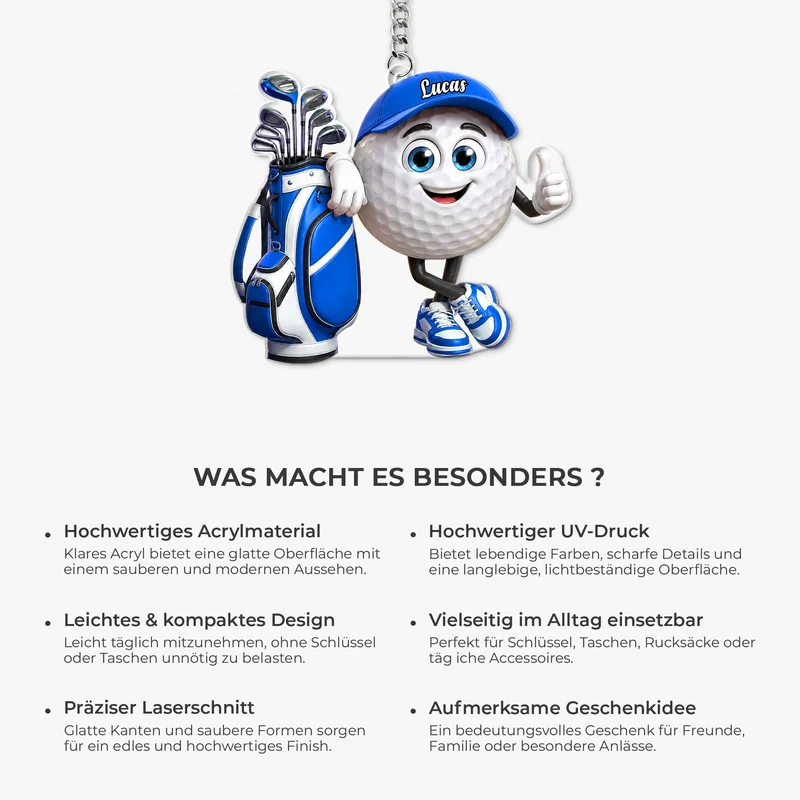 [3D-Optik] Golf - Personalisiertes Geschenk | Acryl Schlüsselanhänger Männer Frauen