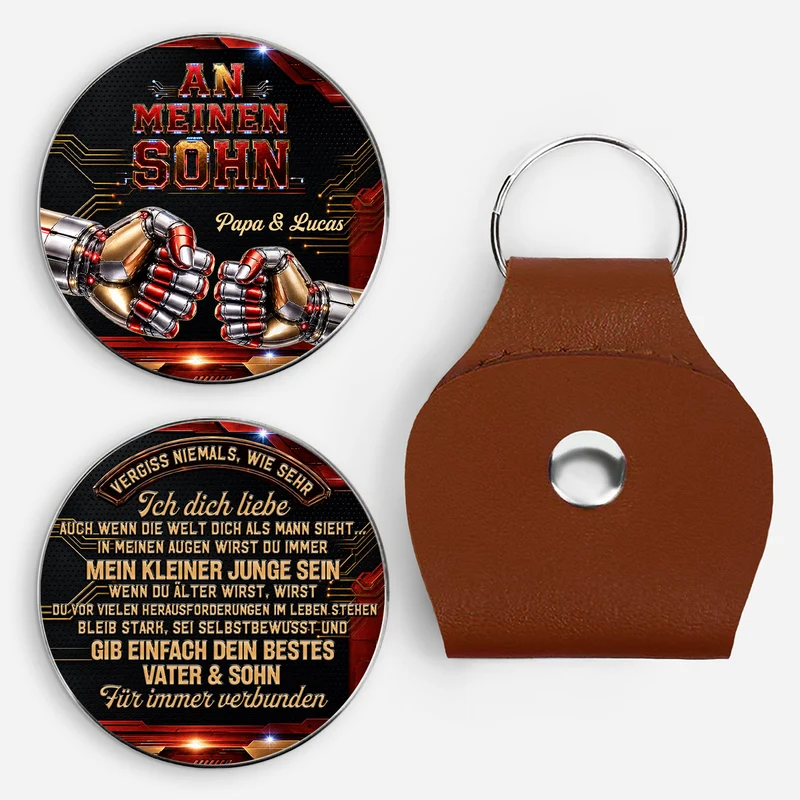 [3D-Optik] Vergiss Nie Wie Sehr Ich Dich Liebe - Pocket Hug Schlüsselanhänger Personalisiert Papa Sohn Iron Man